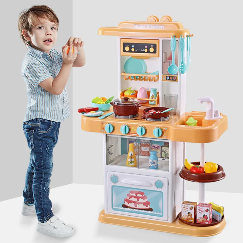Juego de cocina con sonidos y luz reales, juego de accesorios de juguete,  juego de accesorios de juguete de comida para niños pequeños, fregadero de