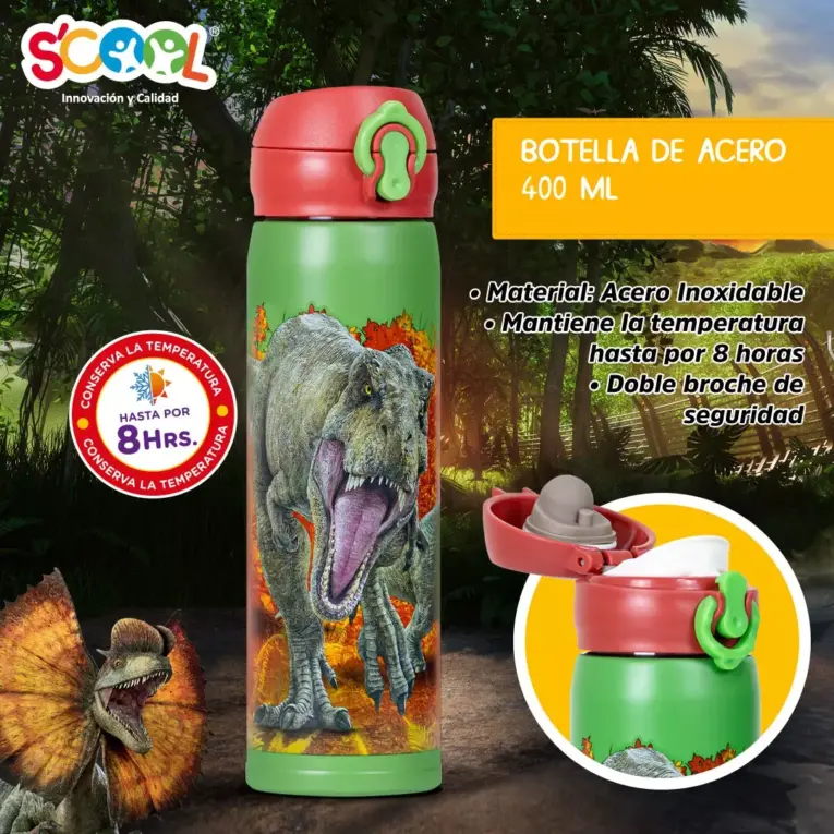 Termo bala Acero 400 ml Scool DINOSAURIOS