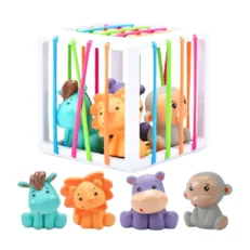 Cubo sensorial encaje y ligas (Animalitos)