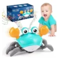 Cangrejo Bailarín Interactivo Recargable Con Sensor-Tummy Time - Celeste