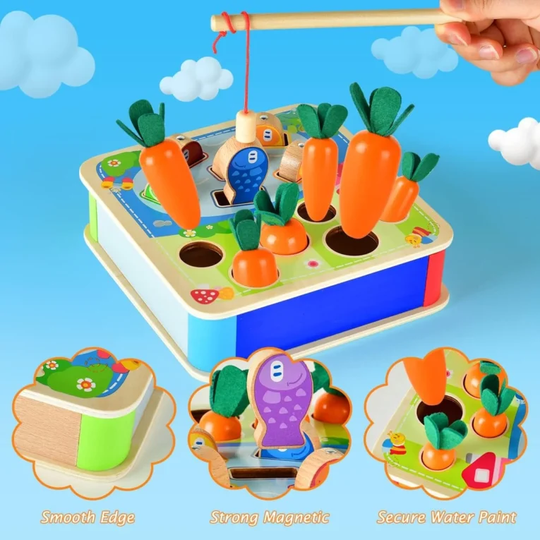 Juego Montessori de Madera Cosecha de Zanahorias y Pesca Magnética (2)