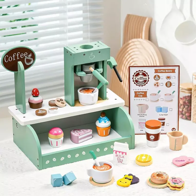 Juego Mi Primera Cafetería y Postres de Madera 2 en 1