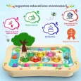 Juguete-Montessori-2-en-1-de-Madera-Pesca-Magnética-y-Clasificación-de-Abejas