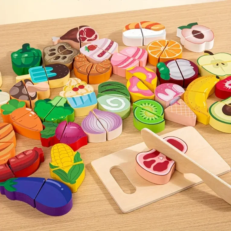 Alimentos con Tablita de Madera Montessori