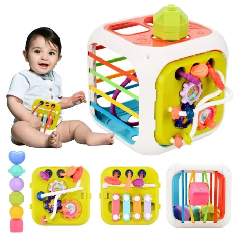 Cubo Sensorial Xilofono y Ligas 7 en 1