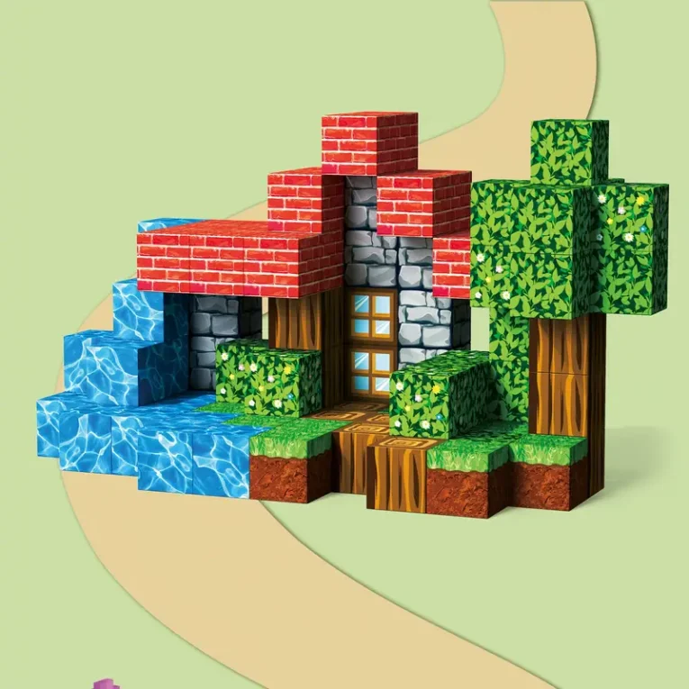 Juego STEM de Cubos Magneticos Forest 80 pcs (Minecraft) (2)
