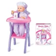 Silla de comer para muñeca con accesorios