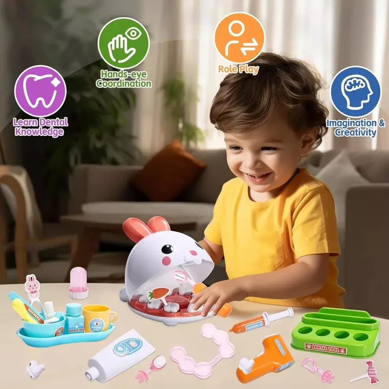 Kit de Dentista Infantil 31 Piezas con Conejo Dental – Juego Educativo de Rol (2)