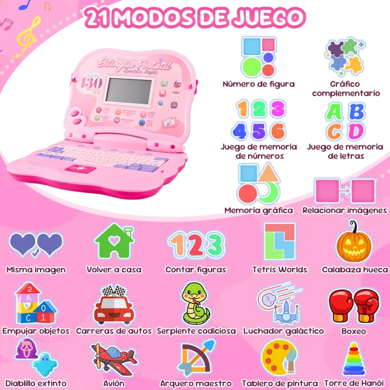 Laptop Educativa Español e Inglés Kids