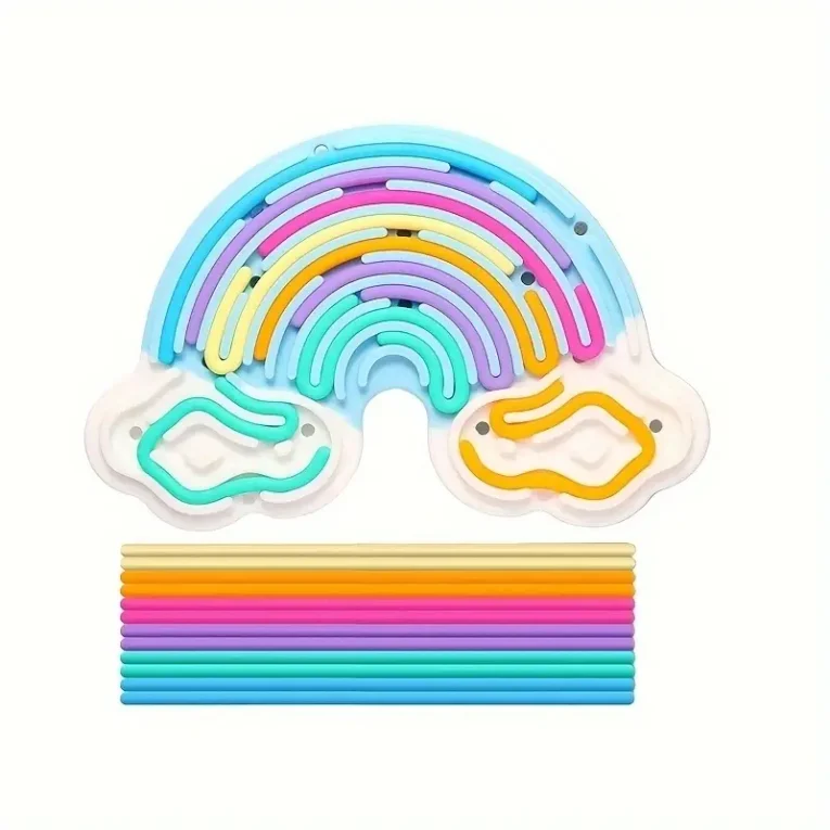Tablero Sensorial de Tiras Doble Arco Iris Pastel-4