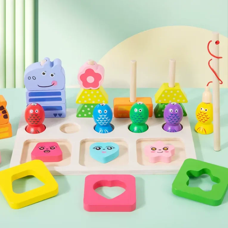 Juego Apilable y Pesca de Madera 3 en 1 Happy Animals (3)