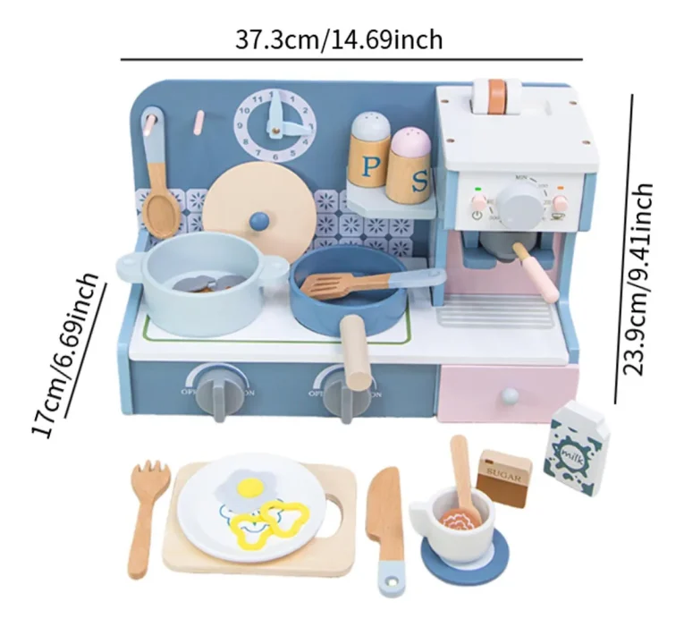 Juego de Cocina con Cafetera de Madera - Kabi-1