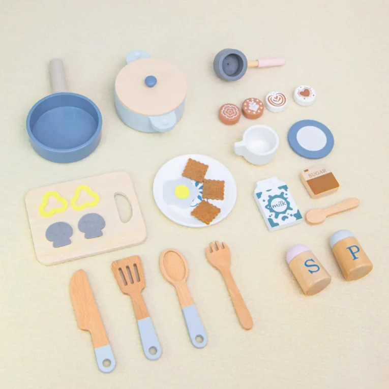 Juego de Cocina con Cafetera de Madera - Kabi-4