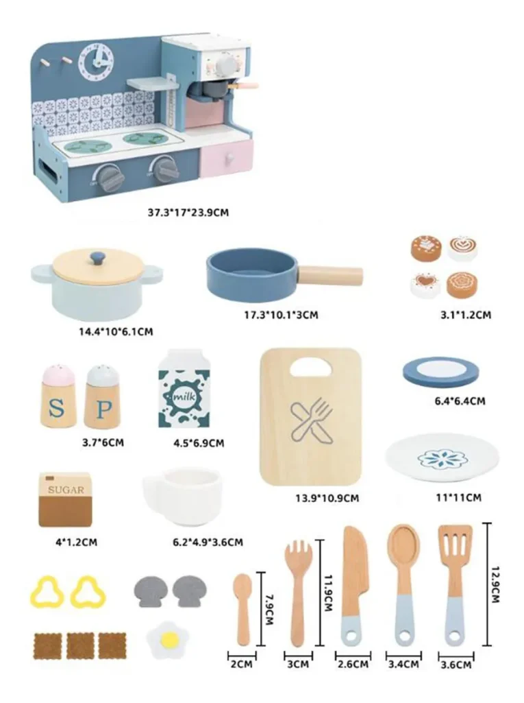 Juego de Cocina con Cafetera de Madera - Kabi-5