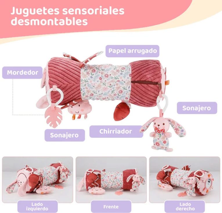 Rodillo de Estimulación Tummy Time - Rabbit Pink