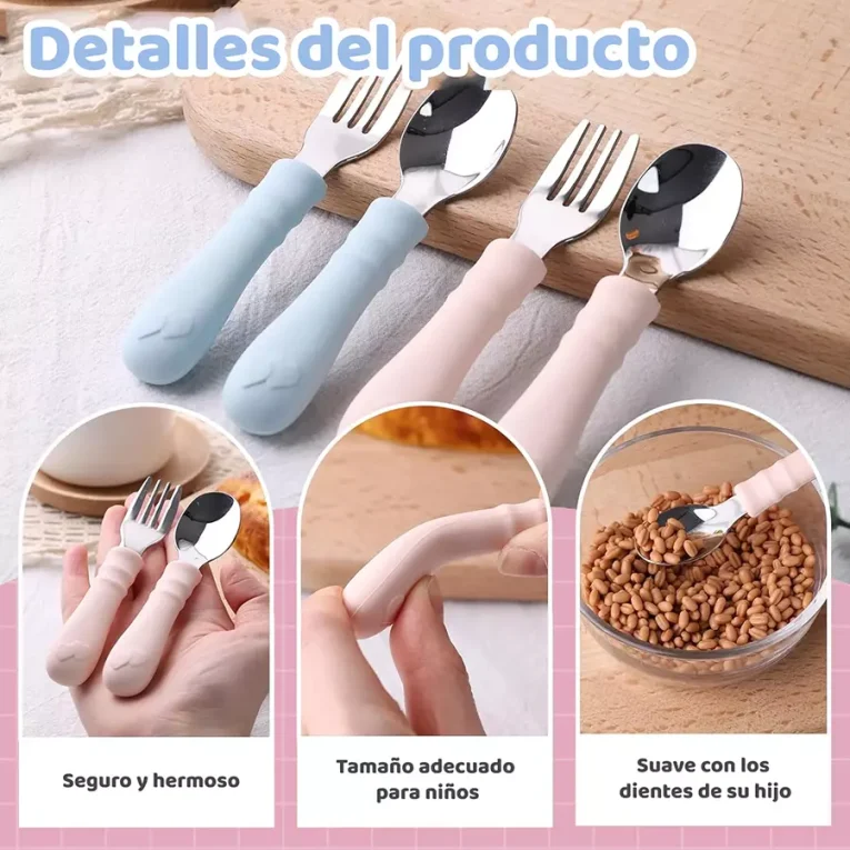 Set de Cubiertos de Acero Inoxidable con Mango de Silicona Love (2)