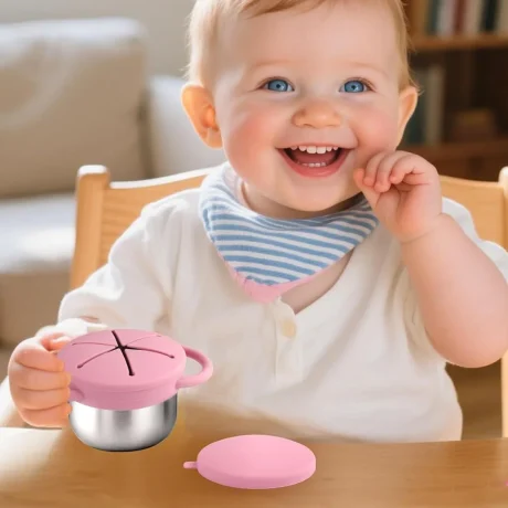 Taza de Snacks 2 en 1 de Acero y Silicona (Varios Colores)