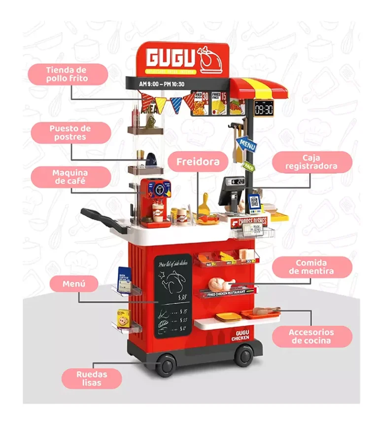 Carrito Sanguchero Infantil GUGU – 102 cm 82 Piezas (2)