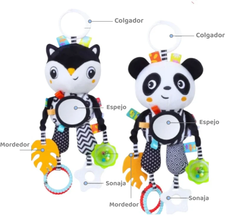 Juguete Colgador Sensorial de Felpa Alto Contraste(White Animals) (3)