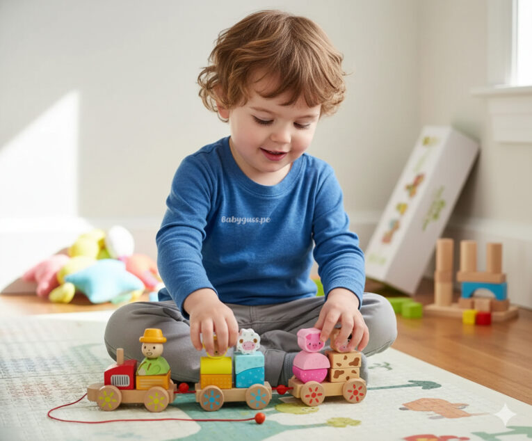 Juguete Didáctico Tren de Madera Apilable con Animales 1.1