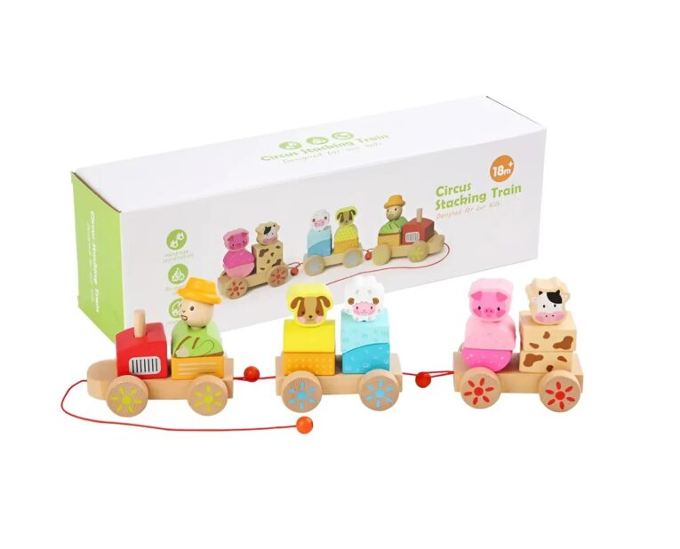 Juguete Didáctico Tren de Madera Apilable con Animales 2