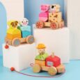Juguete Didáctico Tren de Madera Apilable con Animales 8