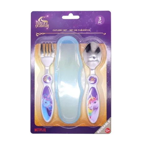 Set de Cubiertos Acero con Estuche Unicornio